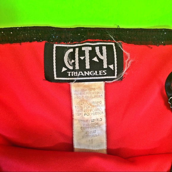 Vintage 90s floral sparkle dress m red black mesh - Picture 3 of 8